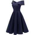thumbnail image 3 of Uaswgudfs Off-Shoulder Sleeveless A-Line Dress: Flowy Summer Casual Essential with Defined Waist Navy S, 3 of 5