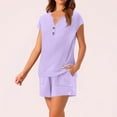 thumbnail image 5 of Womens Short Sets 2 Piece Outfits Summer Vacation Outfits for Women Lounge Set Shorts Casual Travel Set for Beach and Errands Purple L, 5 of 7