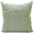 thumbnail image 1 of Sham Pillow Cover, Decorative Ivory Euro Pillow Shams 26x26 inch (65x65 cm), Silk Euro Pillowcases, Solid Color, Ribbon Embroidery, Modern Euro Size Pillow Shams - Ivory Elegance, 1 of 4