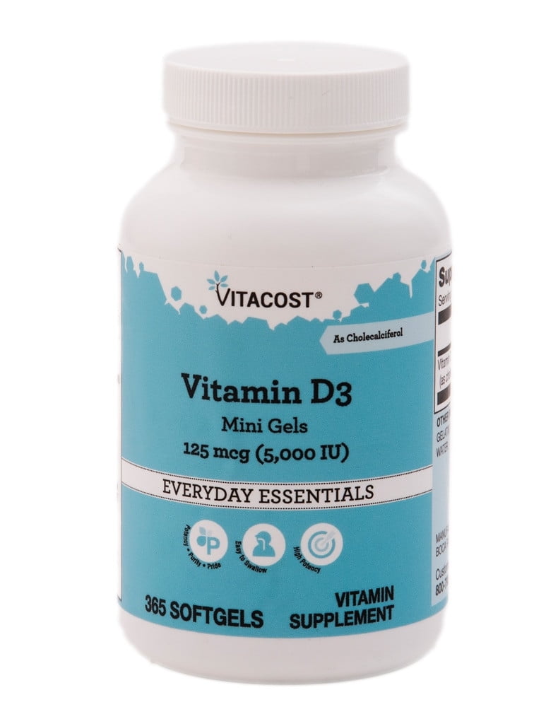Vitamin D3 Mini Gels 125 Mcg (5000 Iu)365 Softgels