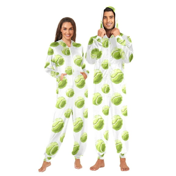 joogoo Watercolor Tennis Balls Unisex Adults Onesies Pajamas Jumpsuits L