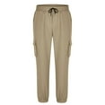 thumbnail image 4 of Wyobmus Men's Cargo Pants Regular Fit Closed Bottom Work Pants 4 Pockets Spring And Winter Outdoor Casual Sport Joggers Pants B-Khaki, 4 of 6