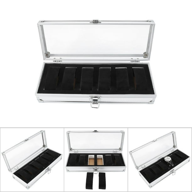 Caja Organizadora Rectangular De Aluminio Para Almacenamiento De Relojes, Caja Con 6/12 Ranuras De Rejilla, Diseño Elegante Para Exhibición De Joyas