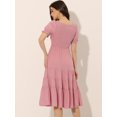 thumbnail image 4 of Vestido escalonado fruncido Allegra K Rosa XS, 4 of 6