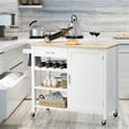 thumbnail image 2 of Giantex Kitchen Island Cart Rolling Serving Cart Wood Trolley with Drawer, Storage Cabinet, Wine Bottle Rack, Towel Rack and Lockable Wheels (White), 2 of 8