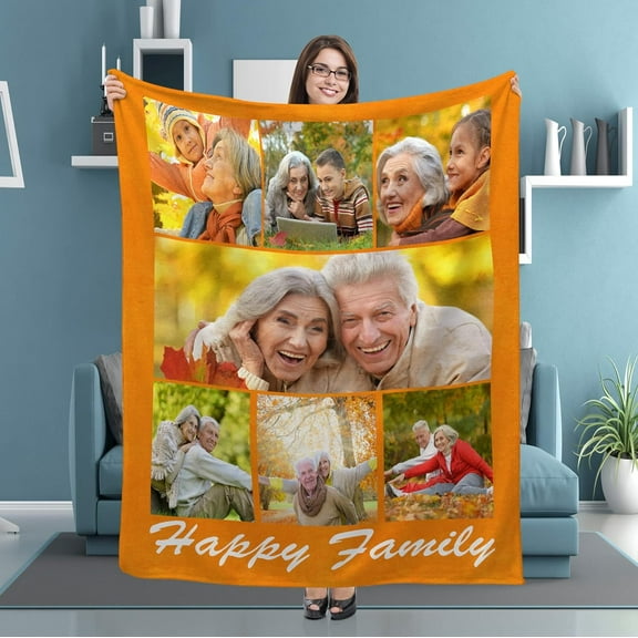 Custom Blanket with Photos Text Personalized Blankets for Adults-Customized Picture Blanket Throw for Dad Mom Woman Friends Couple Boyfriend Girlfriend Mom Best Friend on Fathers Mothers Day 50"X40"