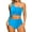 Blue, variant on One Shoulder Womens Bikini Sets High Waisted Bathing Suits for Women Tie High Cut Swimsuits