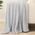 thumbnail image 6 of PAVILIA Sherpa Bed Blanket King Size, Light Grey Plush Soft Cozy Blanket for Bed, Fluffy Lightweight Microfiber, Fuzzy All Season Blanket, 90x108 King, 6 of 9