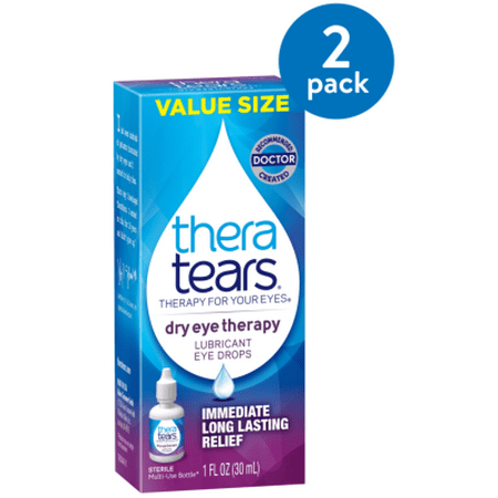(2 Pack) Thera Tears® Dry Eye Therapy Lubricant Eye Drops 1 fl. oz. (Best Natural Tears Eye Drops)