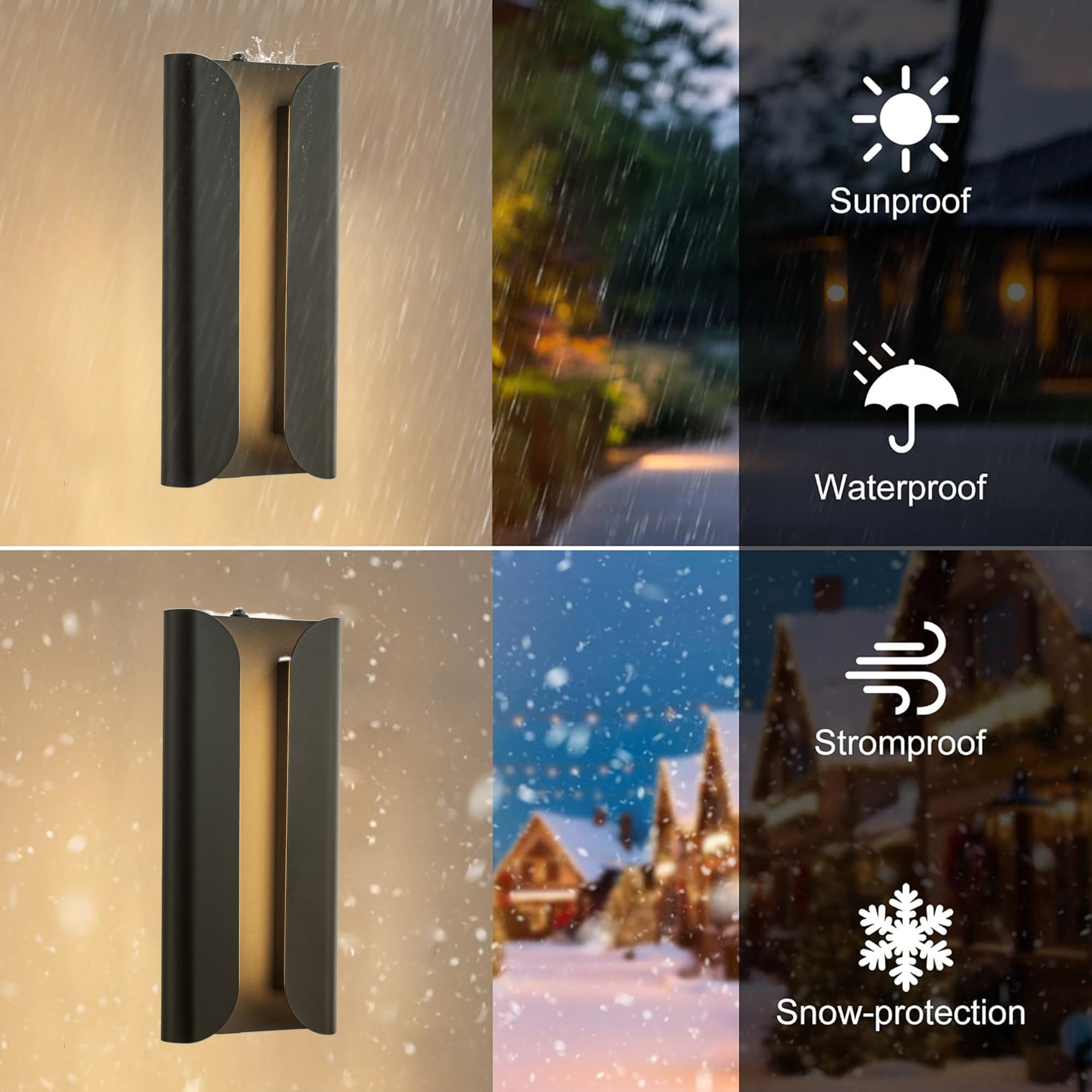 H15" Matte Black 24W Integrated LED Wall Sconce with Acrylic Shade Modern Simplicity Outdoor Wall Light with Dusk to Dawn Sensor for Porch  Garage