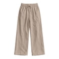 thumbnail image 6 of Maplenight Cotton Linen Wide Leg Pants for Women Drawstring Elastic Waist Palazzo Pants Side Pockets Lightweight Travel Beach Casual Lounge Trousers, 6 of 6