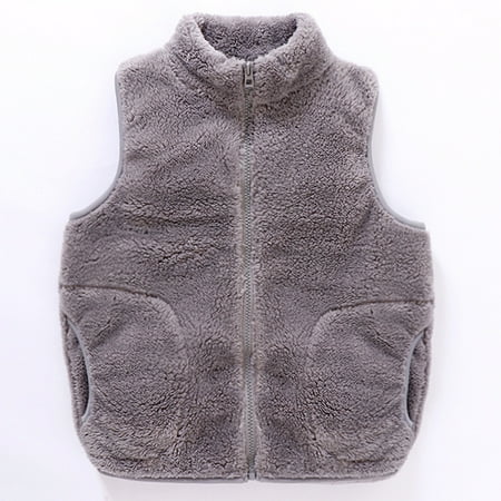 

Boys Girls Winter Solid Fleece Zippered Thicken Warm Outwear Coat for Kid