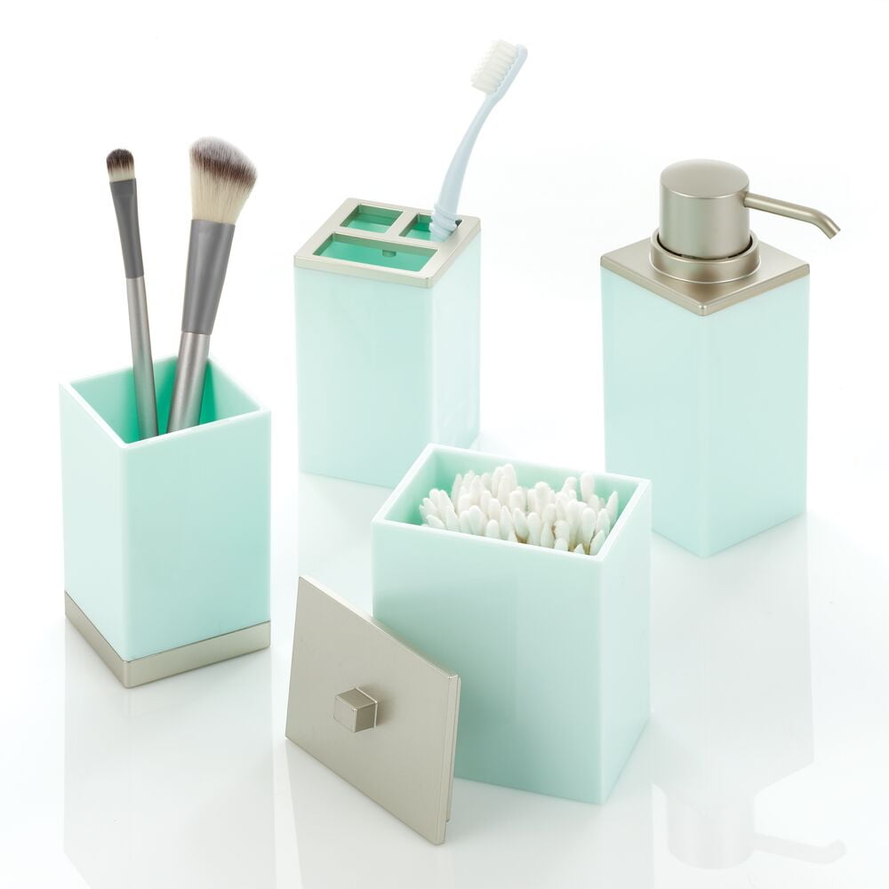 mDesign Plastic Bathroom Vanity Countertop Accessory Set Includes