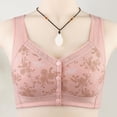 thumbnail image 4 of Conjunto de lencería Sujetador frontal con botones para mujer, ropa interior inalámbrica de alto soporte y cierre fácil (rosa 4XL) Cgtredaw Rosa T 24 para Mujer, 4 of 5