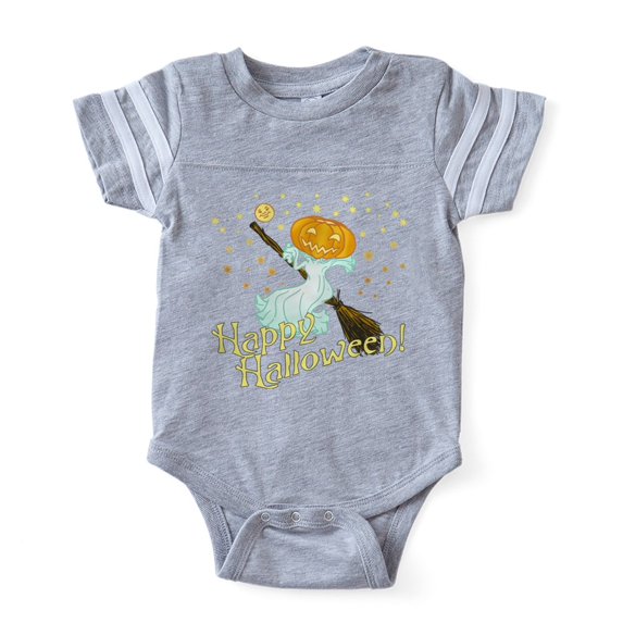 CafePress - Pumpkin Ghost_Tr - Cute Infant Baby Football Bodysuit
