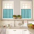 thumbnail image 4 of 3 Piece Farmhouse Cyan Turquoise Kitchen Curtains, Tier and Valance Rod Pocket Window Curtains Set Watercolor Plaid Cafe Curtains for Kitchen Valances Window Treatment 54X18in+27x36in×2, 4 of 5