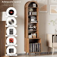 thumbnail image 3 of Lisicues Record Player Stand Bookshelf, 6-Tier Arched Storage Cabinet Display Cabinet with Vinyl Storage, Holds Up 150+ Albums Walnut, 3 of 9