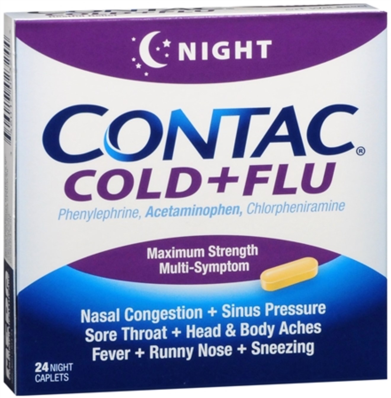 4 Pack Contac Cold Flu Caplets Maximum Strength 24 Ea Walmart 