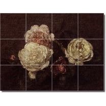 Ceramic Tile Mural-Henri Fantin-Latour Flowers Painting 108. 48" w x 36" h using (12) 12 x 12 ceramic tiles