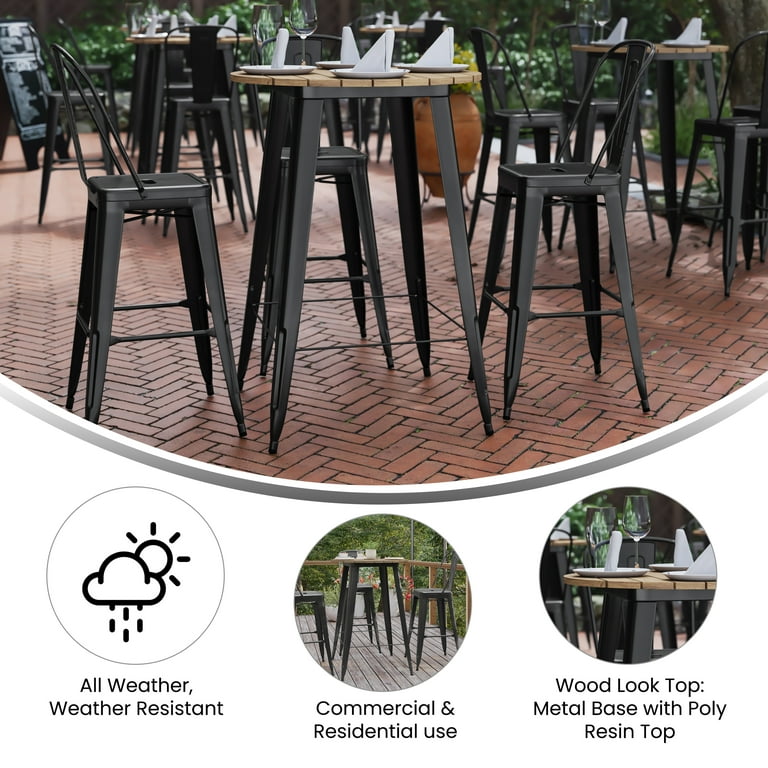 Flash Furniture Declan Commercial Indoor Outdoor Bar Top Table 30