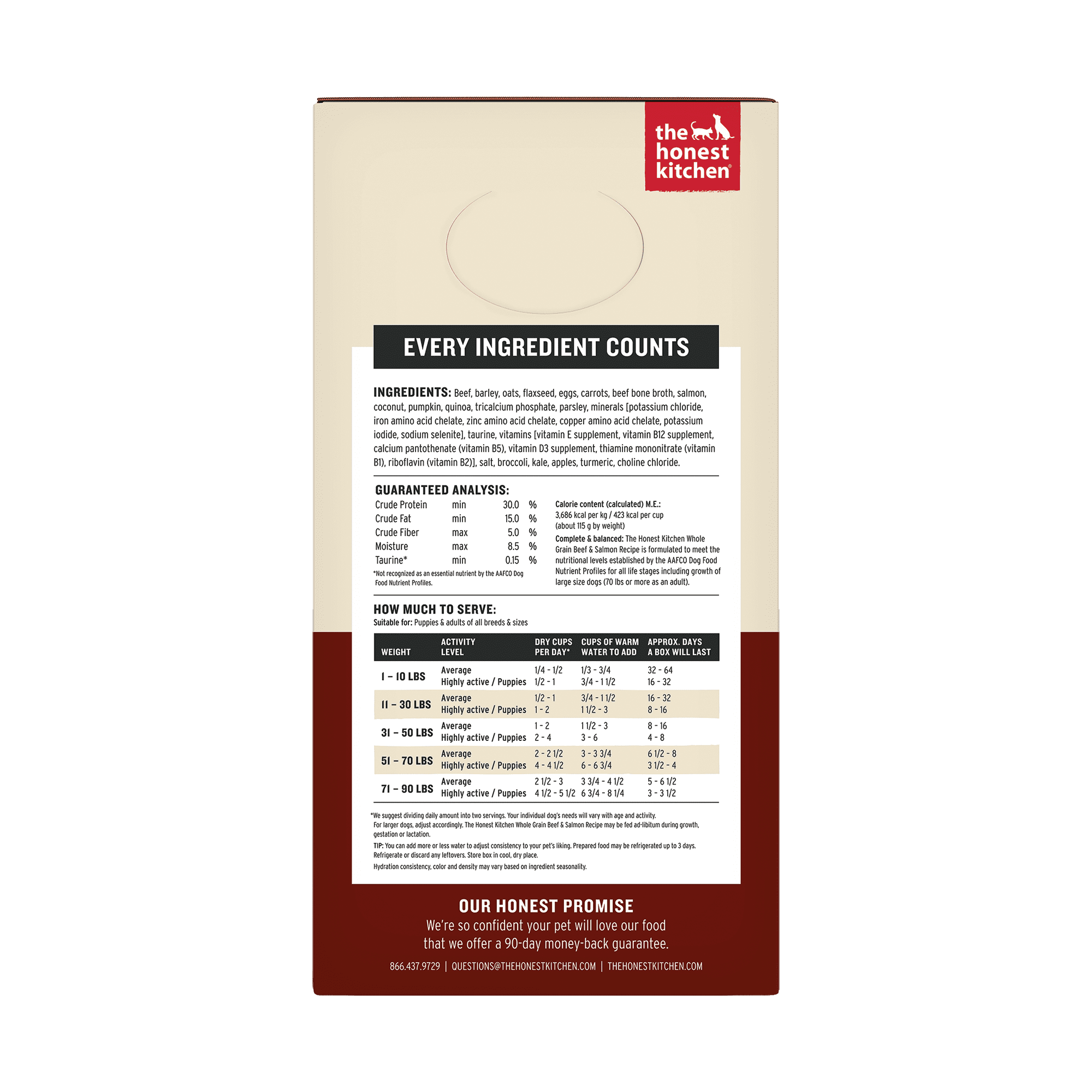 The Honest Kitchen Dehydrated Gourmet Grains Beef & Salmon Dog Food, 4 lb Box
