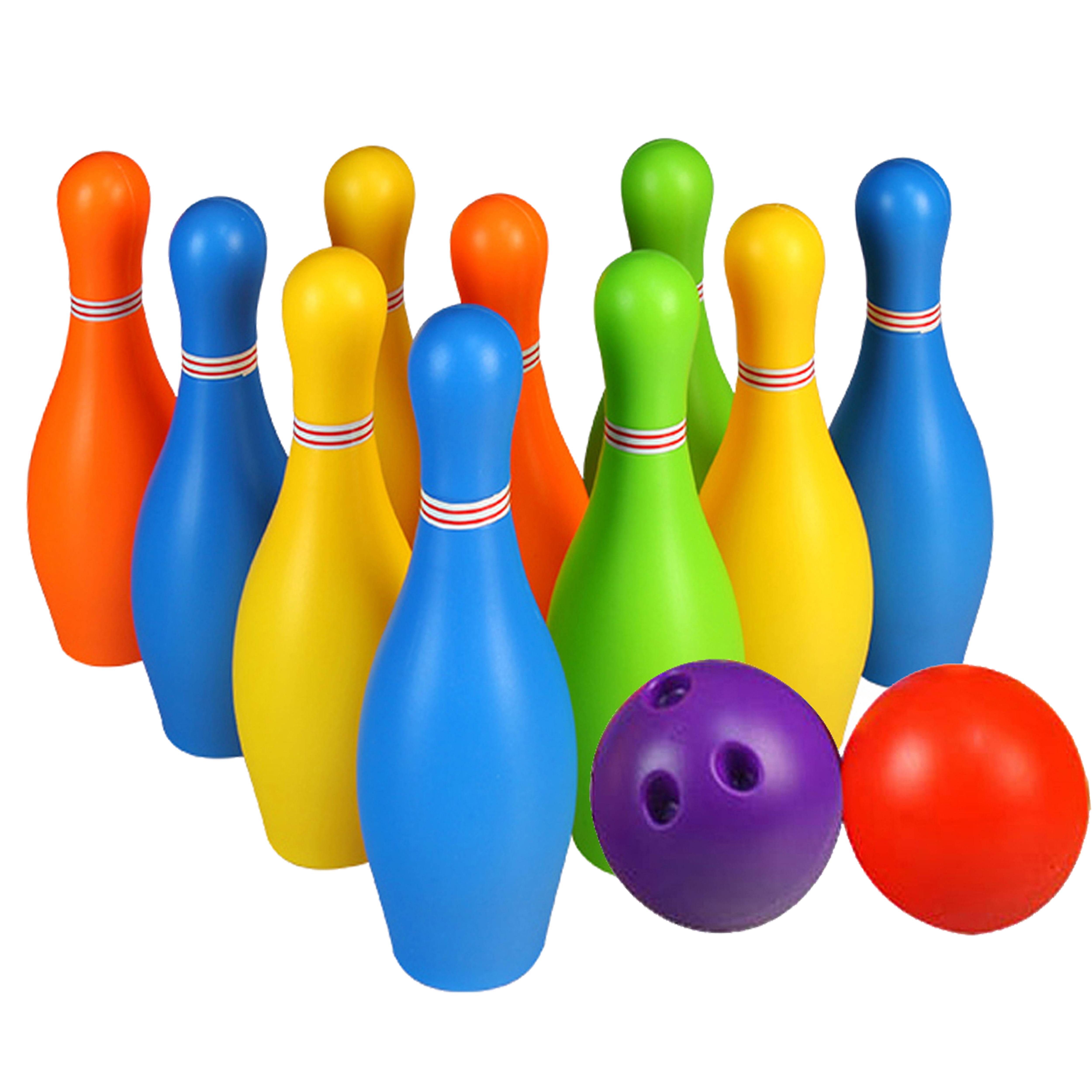 Kids Plastic Bowling Set Play Game Cartoon Face Skittles Pin & Ball Set Gift Fun 