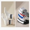 thumbnail image 7 of LYMAYTER Summer Cotton Socks for Men's 3-Pair Moisture-Wicking Sport Socks Thin Mid-Crew Stripe Breathable, 7 of 7