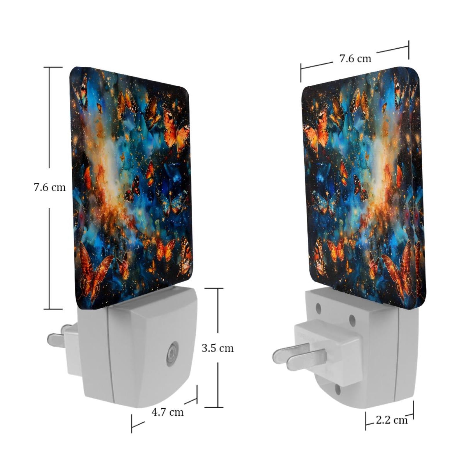 PhooArto Galaxy Colors Dancing Butterflies Plug in LED Night Light Auto Sensor Dusk to Dawn Decorative Night for Bedroom, Bathroom, Kitchen, Hallway, Stairs, Baby's Room, Energy Saving