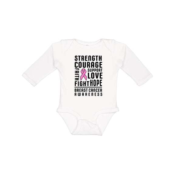 Inktastic Breast Cancer Awareness Strenght Courage Support Love Boys or Girls Long Sleeve Baby Bodysuit