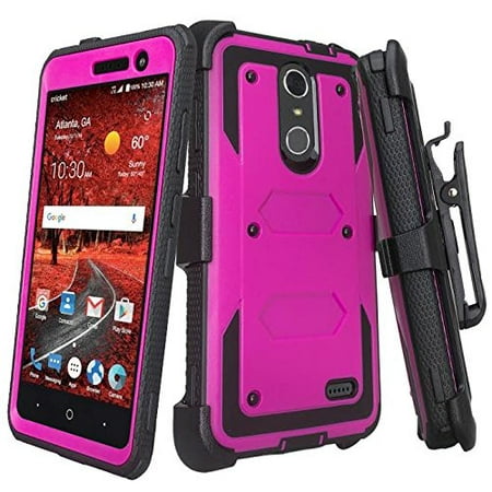 ZTE ZMAX One (Z719DL) Case, ZTE Grand X 4 Case, ZTE Blade Spark Z971 Case [Shock Proof] Heavy Duty Belt Clip Holster, Full Body Coverage Built In Screen Protector / Dual Layer Protection,