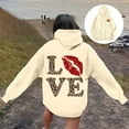 thumbnail image 2 of Valentines Day Women HoodiesValentines Day Hoodies Women Letter Graphic Sweatshirt Long Sleeve Pullover Regular Tops,Beige, 2 of 7