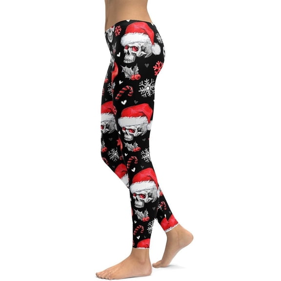 Christmassy Skulls Leggings Size: XS for Women | FIERCEPULSE