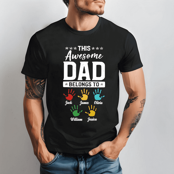 Personalized dad shirt this awesome dad belongs to custom name tshirt gift for men, dad