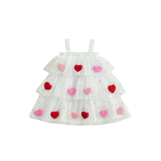 Gupgi Robe en Tulle pour Petite Fille de la Saint-Valentin 1 2 3 4 5 6 7 8 9 Ans Robe Cœur pour Enfants Robe Sans Manches Trapèze pour Tout-Petit