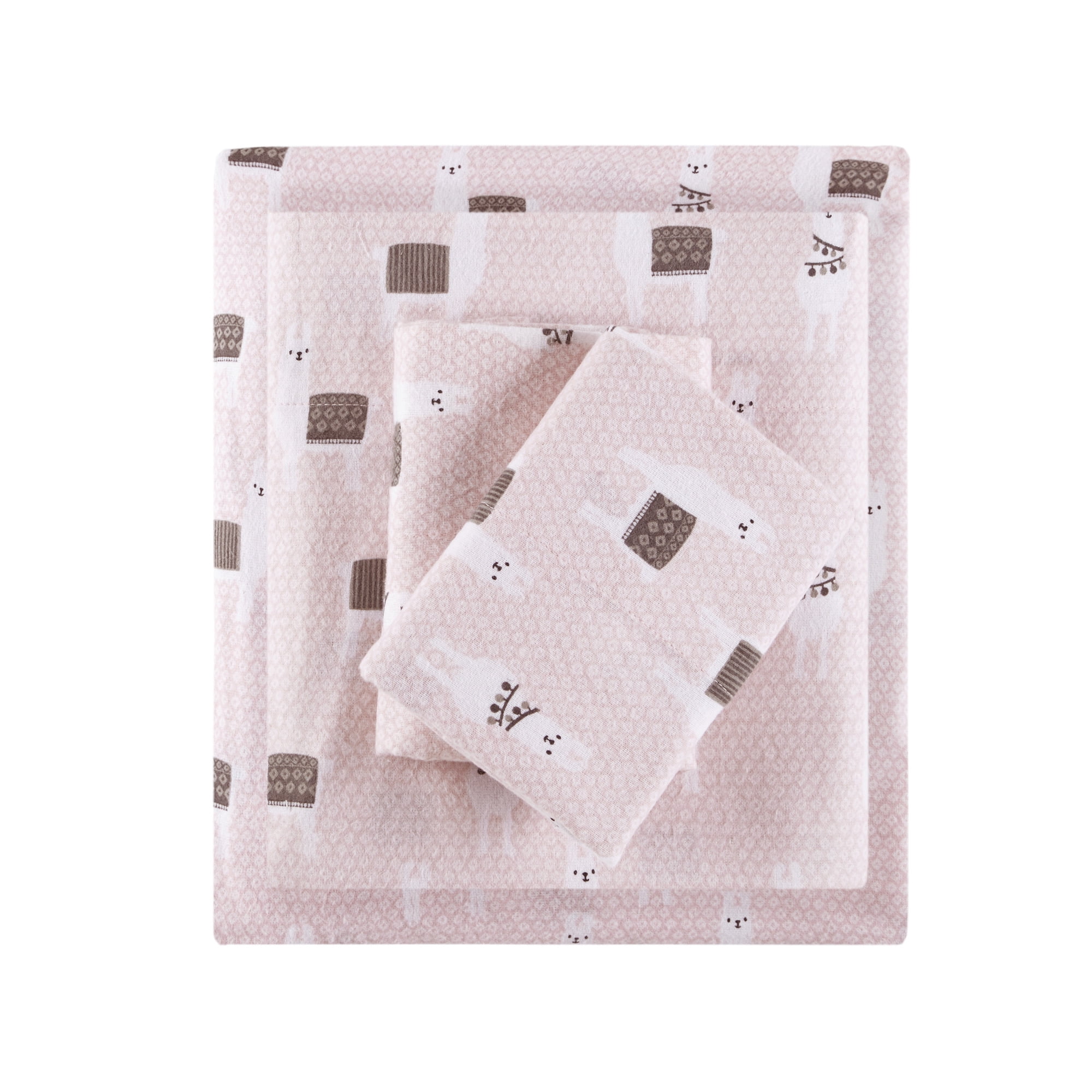 Intelligent Design Cozy Soft 90x102" Cotton Flannel Printed Sheet Set in Pink