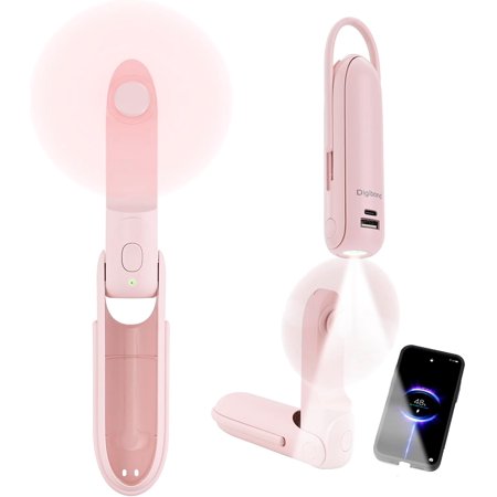 Juyafio Portable Handheld Fan, Personal Fan Handheld, 6 IN 1 Electric Hand Fan Battery Operated Bullet Fan Handheld Mini Fan with Flashlight/Power Bank/Hook Rechargeable Fan Portable 3 Speed (White)