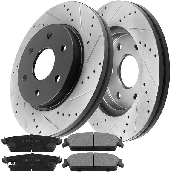 MotorbyMotor Rear Brake Rotors 345mm Drilled & Slotted Brake Rotor & Brake Pad kit Fits for Chevy Avalanche Suburban Silverado 1500 Tahoe, GMC Sierra 1500, Escalade ESV EXT