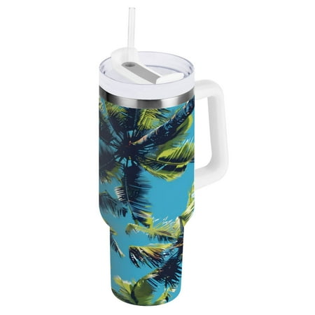 

40 Oz Car Handle Water Cup 10.8x3.85 Inch Stainless Steel Water Cup With Handle Water Cup Car Water Cup Travel Coffee Cup Oil on Coconut Trees