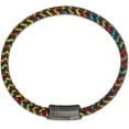 thumbnail image 2 of Chisel Stainless Steel Antiqued Braided Brown Leather and Multi-color Nylon Bracelet - 8.25", 2 of 6