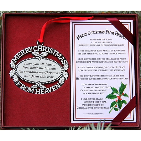 Merry Christmas from Heaven Gold Keepsake Ornament with Poem in Gift ...