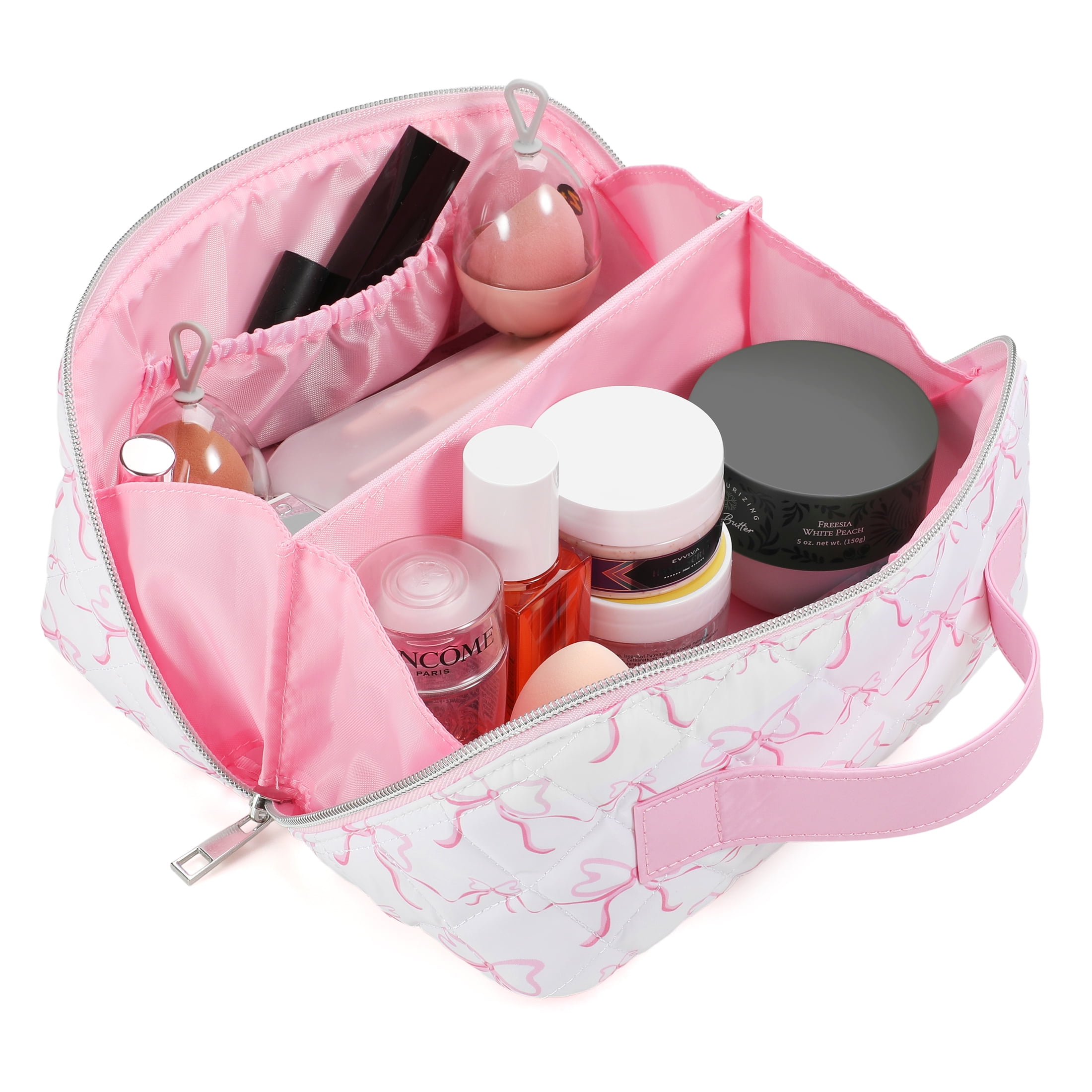 Cosmetic Bag for Travel and Makeup, Cosmetic Bag for Women Zipper Pouch Travel Cosmetic Organizer Travel Bags-Pink