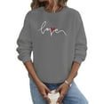 thumbnail image 1 of Innerwin Pullover Crew Neck Ladies Tops Sport Slogan Print Comfy Sweatshirt Gray 2XL, 1 of 2