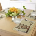 thumbnail image 4 of Ambesonne Retro Place Mats Set of 4, Owl Sitting on Branch, Standard Size, Brown Cream Teal, 4 of 6