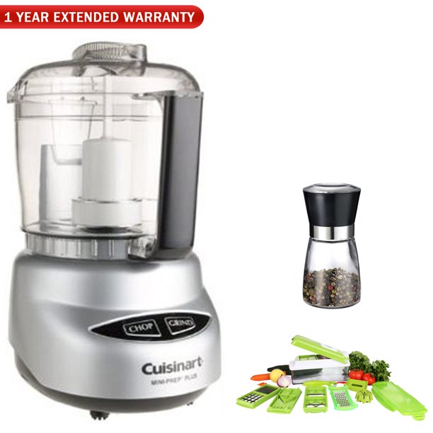 Cuisinart DLC2ABC Mini Prep Plus Food Processor (Brushed Chrome) w/ Chop Wizard Bundle Includes