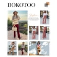 thumbnail image 7 of DOKOTOO Womens Corduroy Pants Elastic High Waist Pull on Pants Casual Flare Long Trousers, 7 of 7