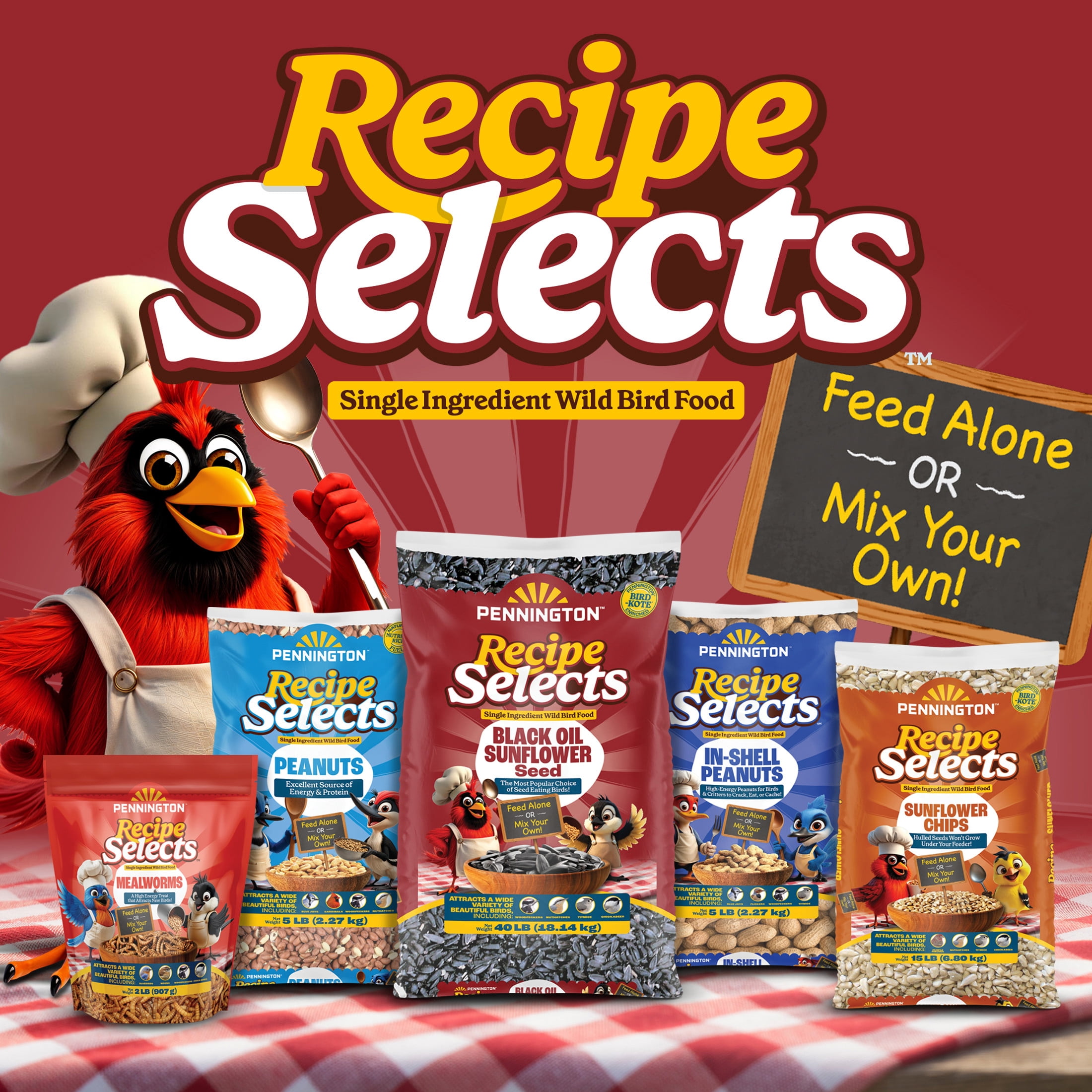Pennington Recipe Selects Black Oil Sunflower Seed Dry Wild Bird Feed, Bird Food, 40 lb. Bag