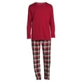 thumbnail image 3 of Hanes Men's and Big Men's Comfortsoft Long Sleeve Crew and Cotton Flannel Pajama Pants Set, 2-Piece, 3 of 6
