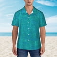 thumbnail image 5 of Uemuo Blue Green Glitter Printed Regular Fit Short Sleeve Casual Hawaiian Shirt for Men,Aloha shirt,Tropical shirt,Floral print shirt,Vacation Beach shirt-Large, 5 of 9