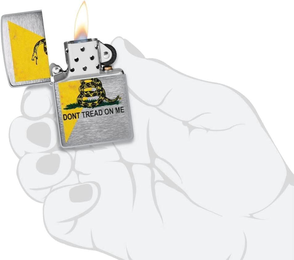 Zippo Customized Message Dont Tread on Me, Gadsden Flag - Brushed Chrome 48118