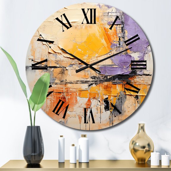 Designart "composition Fusion IX" Abstract Collages Oversized Wall Clock